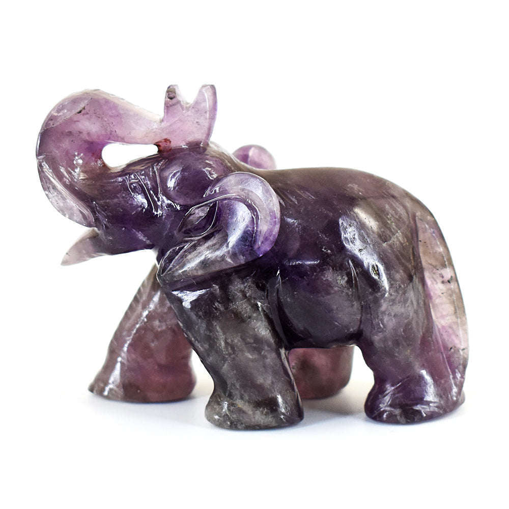 gemsmore:Craftsmen Super Seven Amethyst  Hand Carved Genuine Crystal Gemstone Carving Elephant