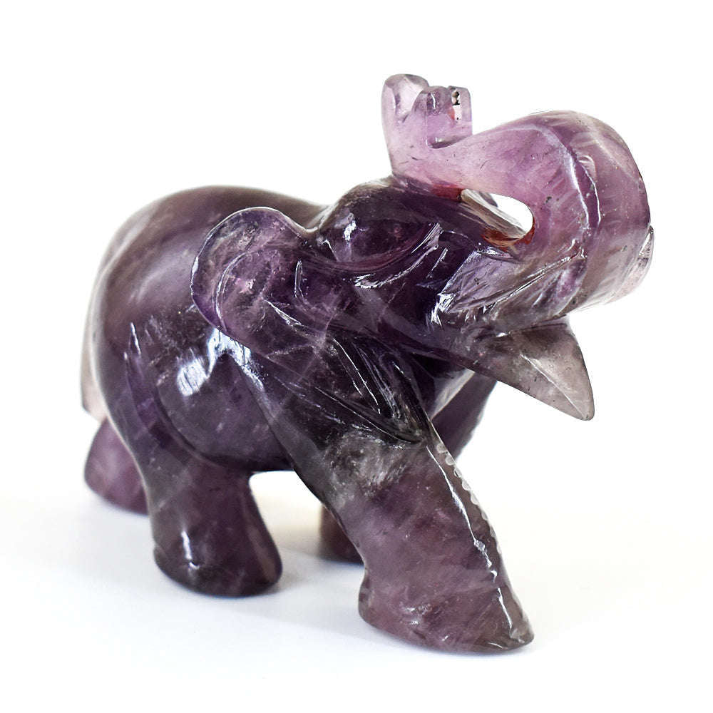 gemsmore:Craftsmen Super Seven Amethyst  Hand Carved Genuine Crystal Gemstone Carving Elephant