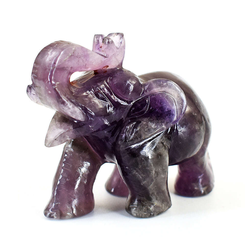 gemsmore:Craftsmen Super Seven Amethyst  Hand Carved Genuine Crystal Gemstone Carving Elephant