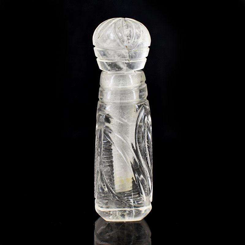 gemsmore:Craftsmen White Quartz Hand Carved Genuine Crystal Gemstone Carving Perfume Bottle