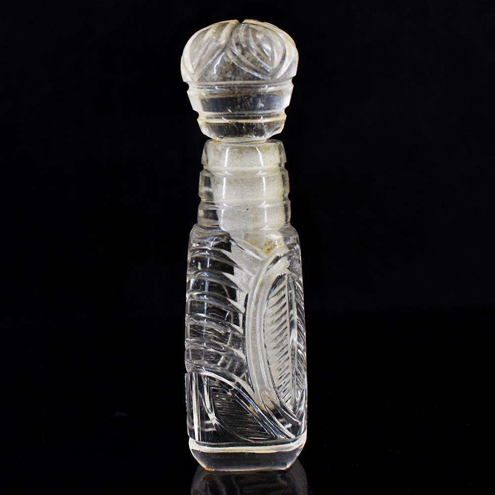 gemsmore:Craftsmen White Quartz Hand Carved Genuine Crystal Gemstone Carving Perfume Bottle