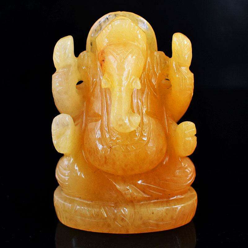 gemsmore:Craftsmen Yellow Aventurine Hand Carved Genuine Crystal Gemstone Carving Lord Ganesha