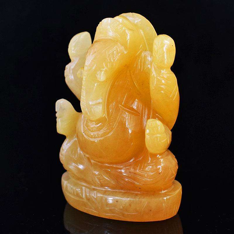 gemsmore:Craftsmen Yellow Aventurine Hand Carved Genuine Crystal Gemstone Carving Lord Ganesha