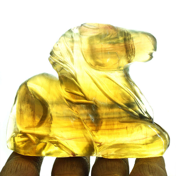 gemsmore:Craftsmen Yellow Fluorite Hand Carved Genuine Crystal Gemstone Carving Horse