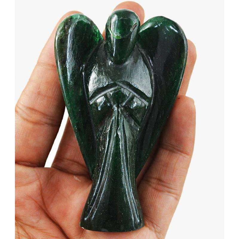 gemsmore:Crystal Clear Green Jade Carved Reiki Healing Angel