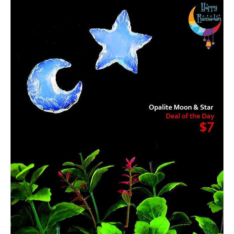 gemsmore:Crystal  Healing Opalite Moon & Opalite Star - Combo Deal