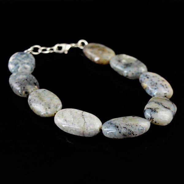 gemsmore:Dendrite Opal Bracelet Natural Oval Shape Beads