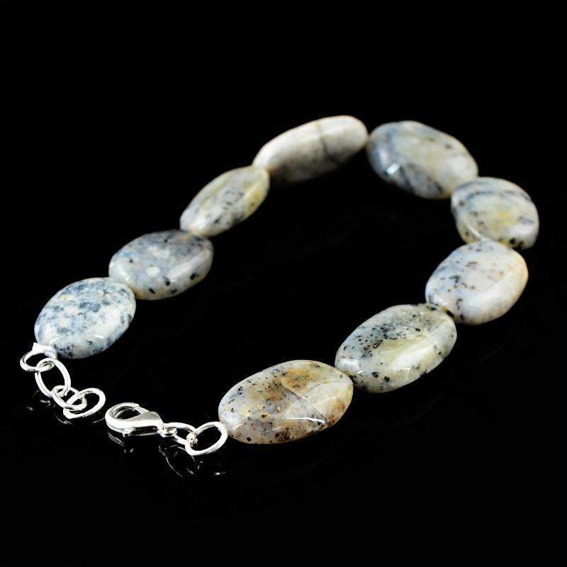 gemsmore:Dendrite Opal Bracelet Natural Oval Shape Beads