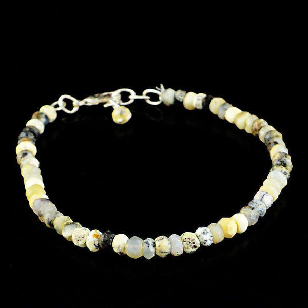 gemsmore:Dendrite Opal Bracelet Natural Round Shape Faceted Beads