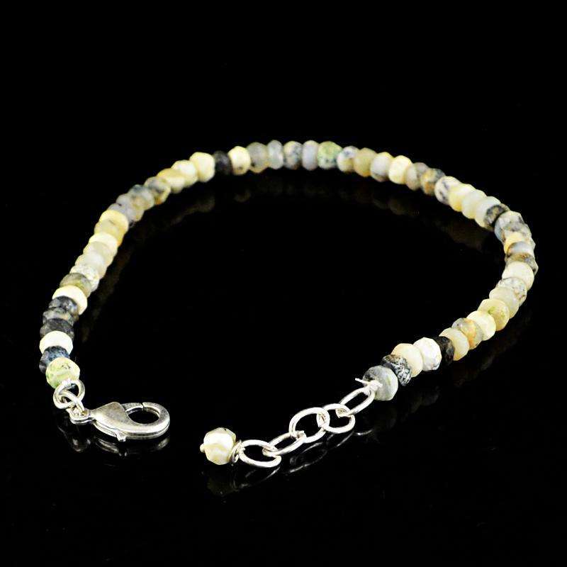 gemsmore:Dendrite Opal Bracelet Natural Round Shape Faceted Beads