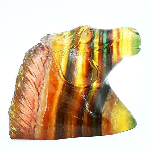 gemsmore:Designer Multicolor Fluorite Carved Horse Head