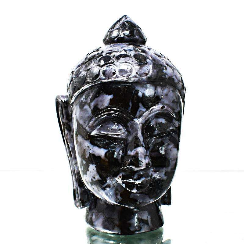 gemsmore:Detailed Carved Gabrella Jasper Lord Buddha Head