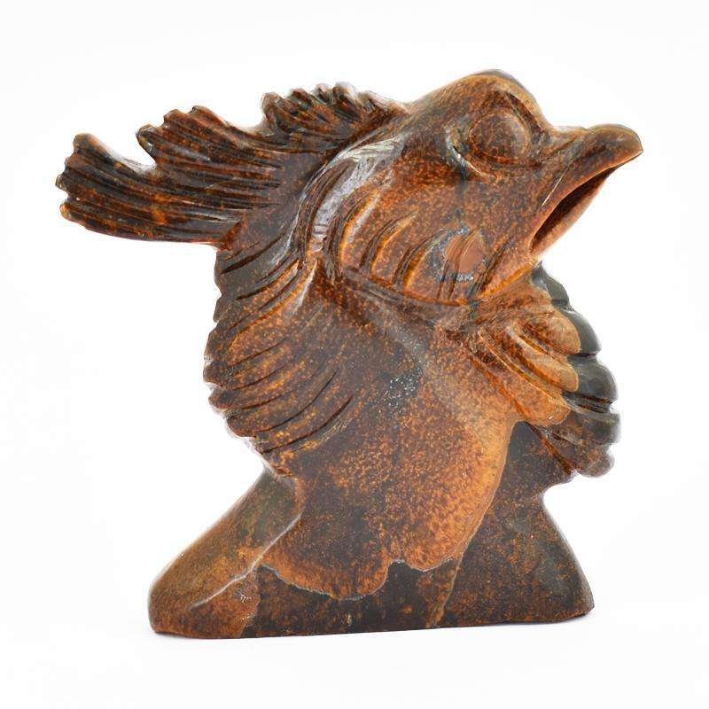gemsmore:Detailed Carved Golden Tiger Eye Hen Head