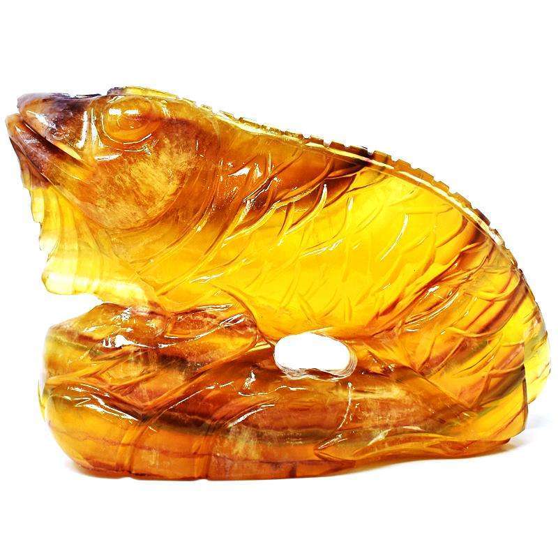 gemsmore:Detailed Carved Multicolor Fluorite Chameleon