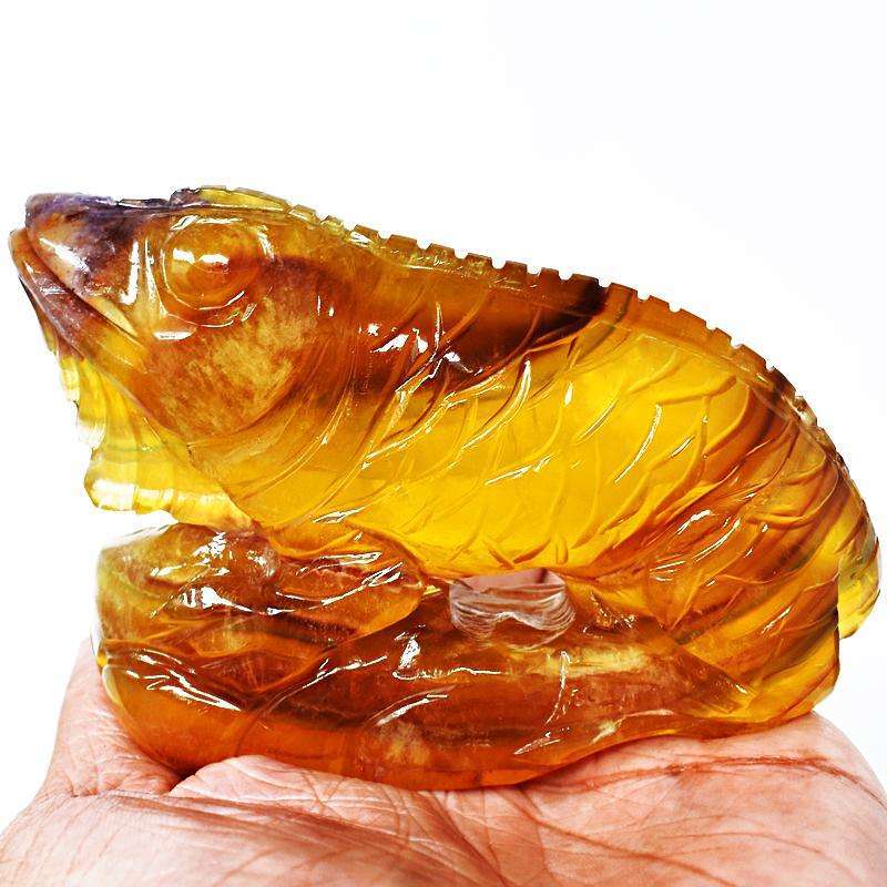 gemsmore:Detailed Carved Multicolor Fluorite Chameleon