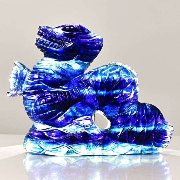 gemsmore:Detailed Carved Multicolor Fluorite Dragon Gemstone