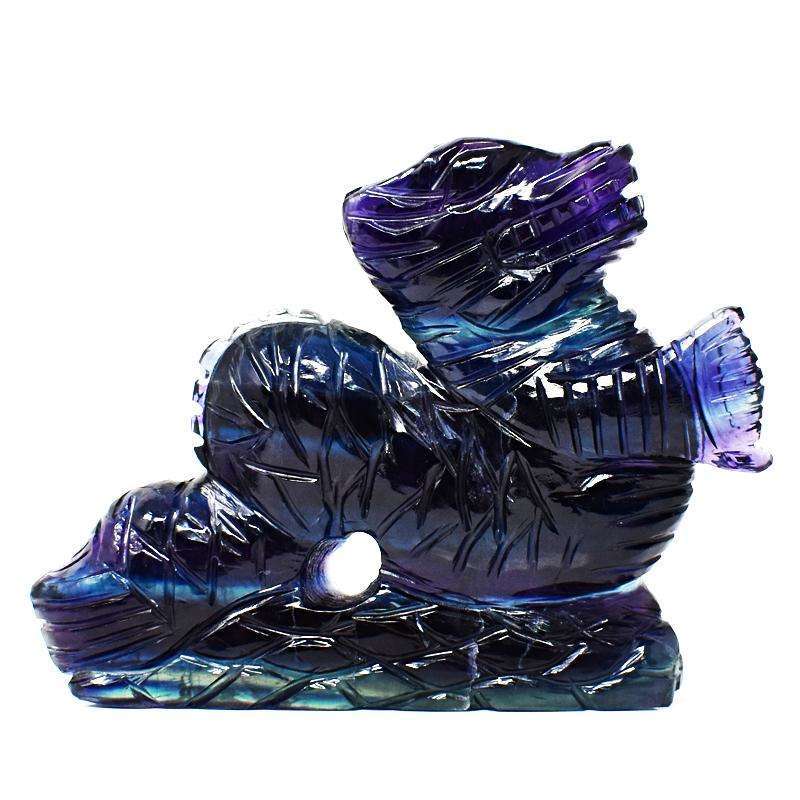 gemsmore:Detailed Carved Multicolor Fluorite Dragon Gemstone