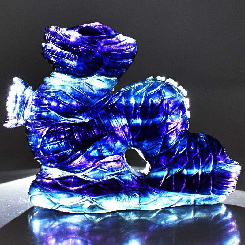 gemsmore:Detailed Carved Multicolor Fluorite Dragon Gemstone