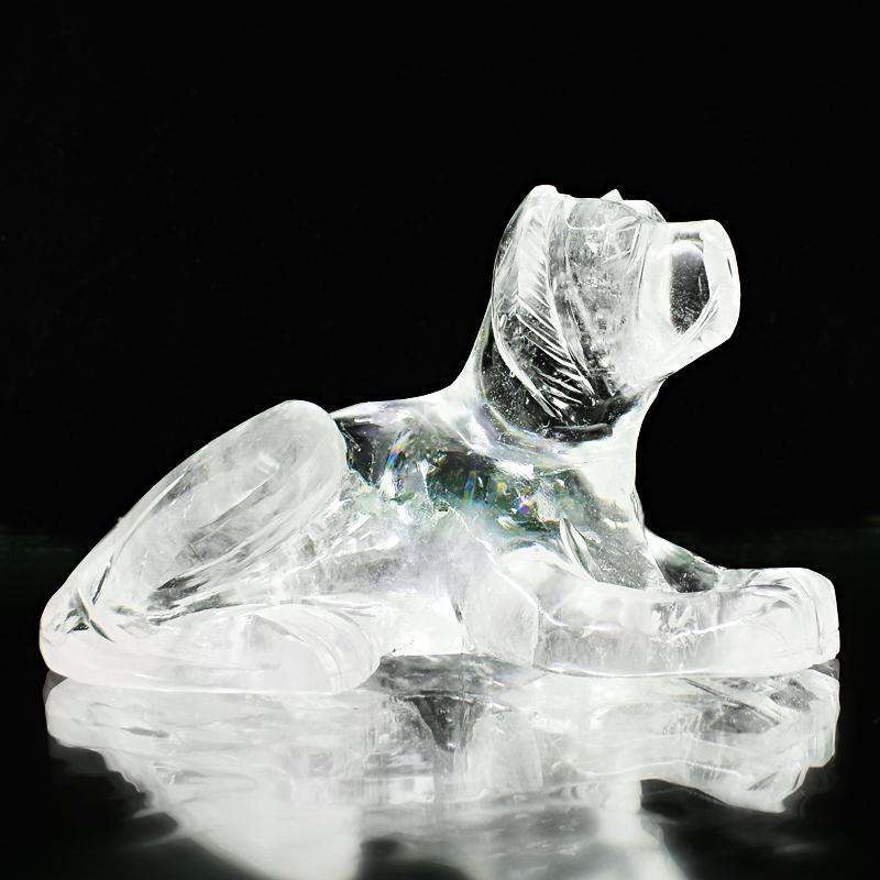 gemsmore:Detailed Carved White Quartz Gemstone Dog