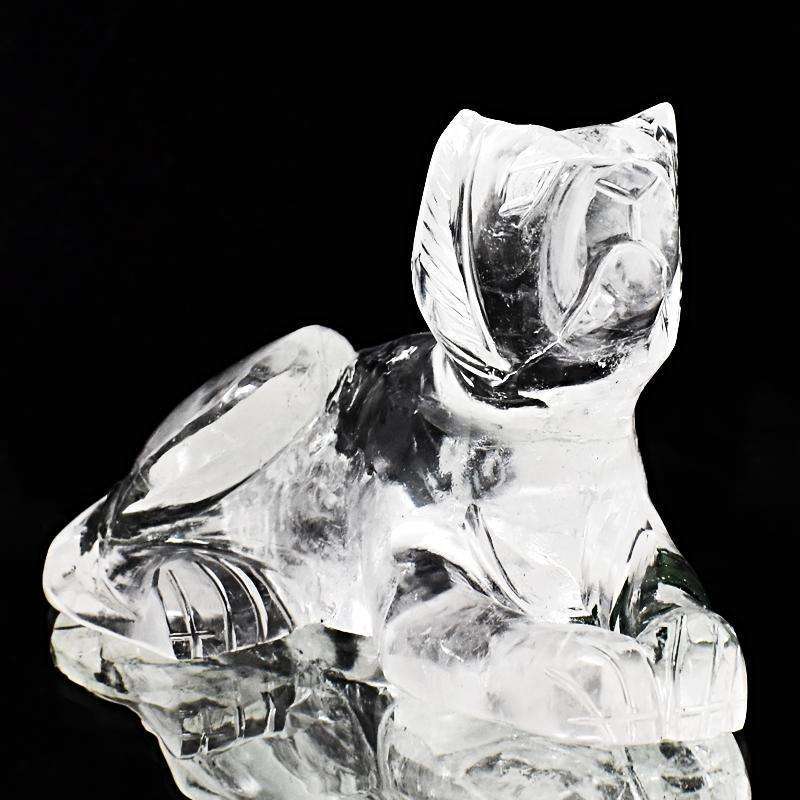 gemsmore:Detailed Carved White Quartz Gemstone Dog