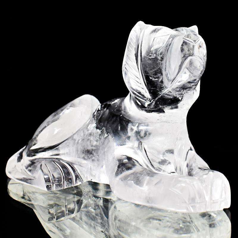 gemsmore:Detailed Carved White Quartz Gemstone Dog