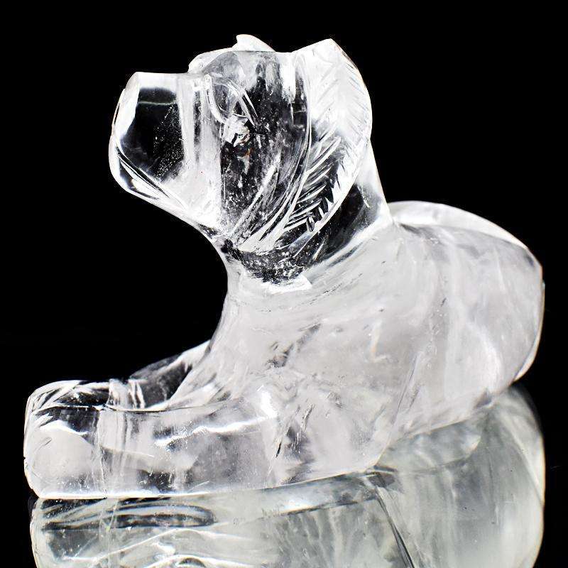 gemsmore:Detailed Carved White Quartz Gemstone Dog