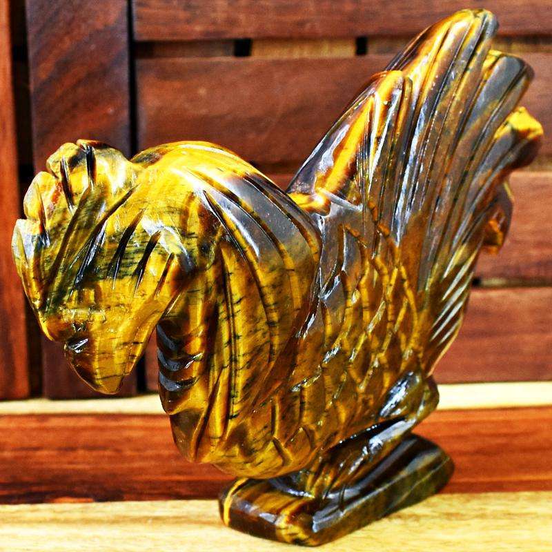 gemsmore:Detailed Hand Carved Golden Tiger Eye Hen