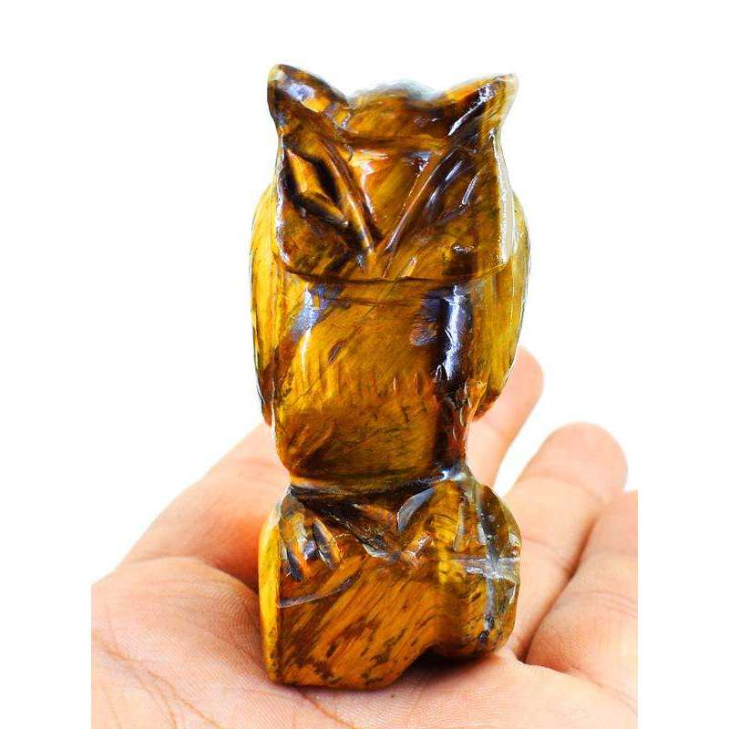 gemsmore:Detailed Hand Carved Golden Tiger Eye Owl