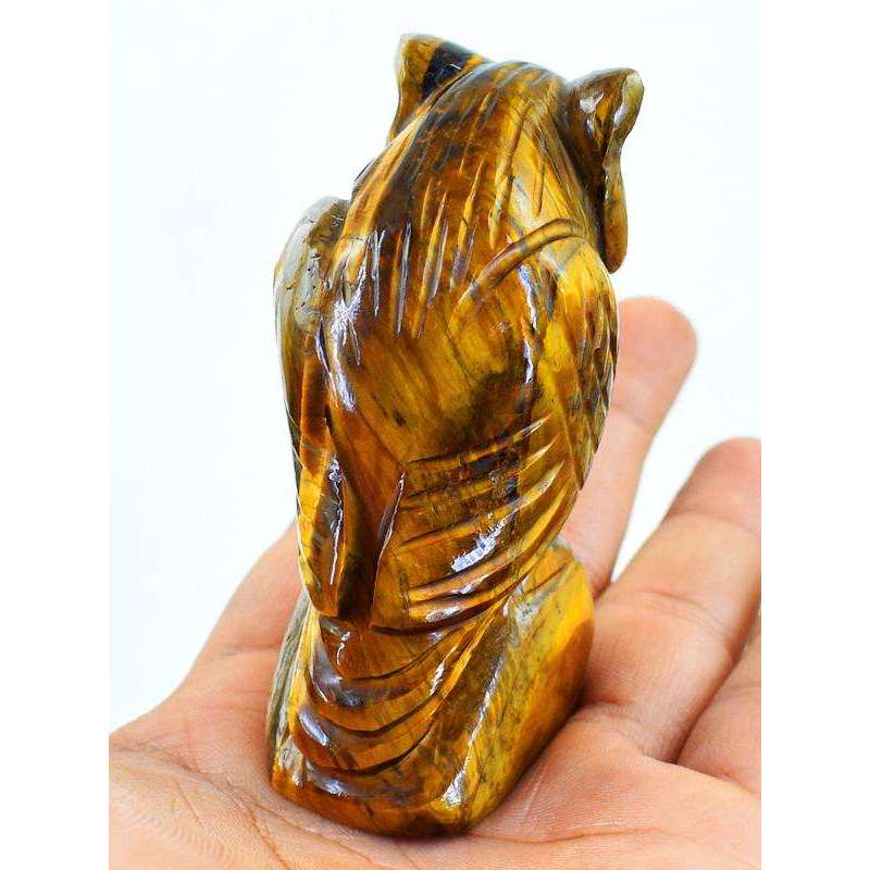 gemsmore:Detailed Hand Carved Golden Tiger Eye Owl