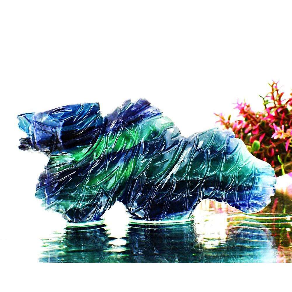 gemsmore:Detailed Hand Carved Multicolor Fluorite Dragon Gemstone