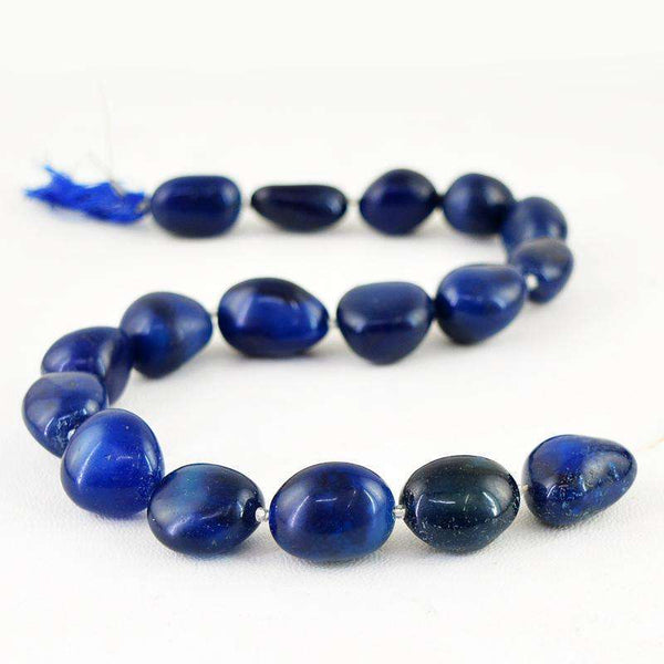 gemsmore:Drilled Blue Onyx Beads Strand Natural Untreated