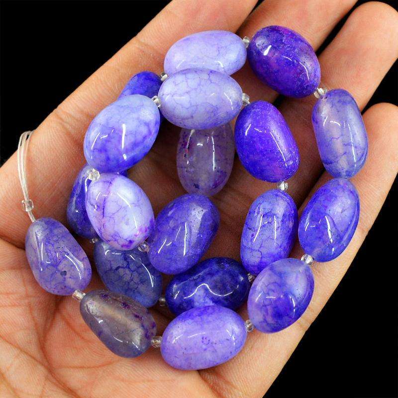 gemsmore:Drilled Purple Onyx Beads Strand - Natural Untreated