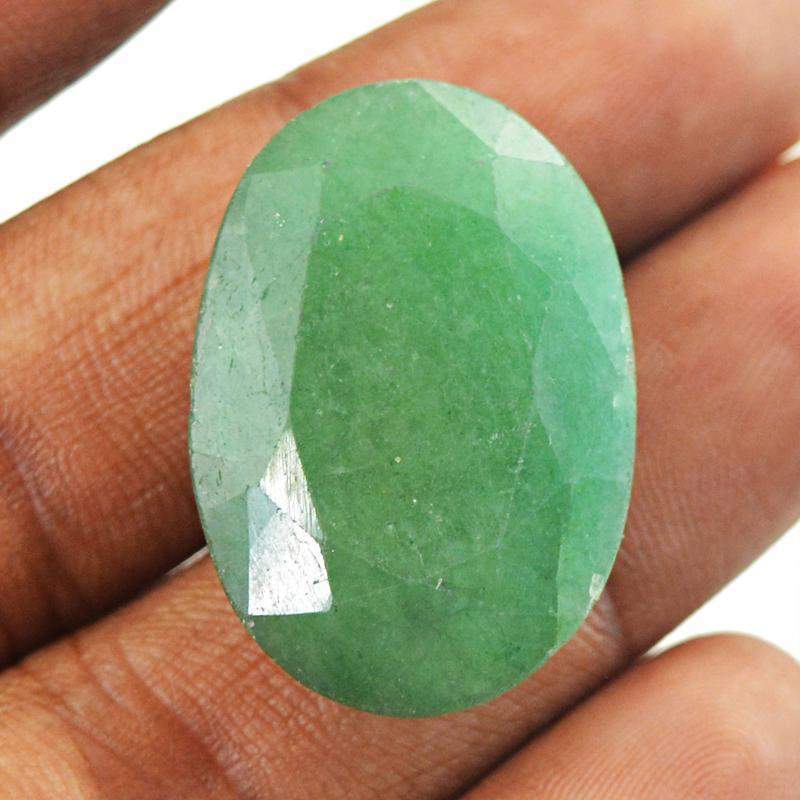 gemsmore:Earth Mind Green Emerald Faceted Oval Shape Gemstone