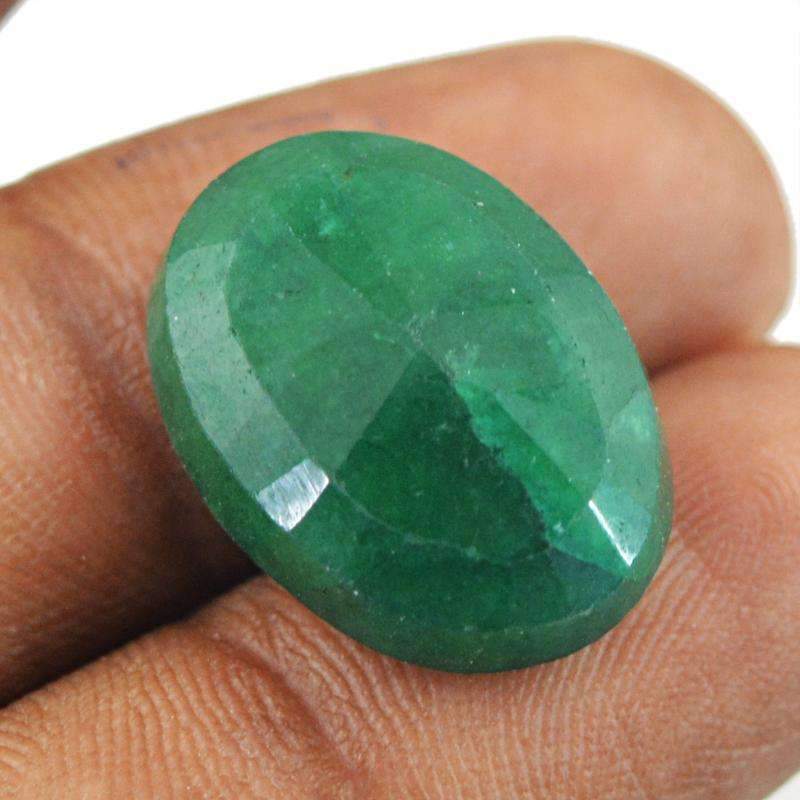 gemsmore:Earth Mind Green Emerald Gemstone - Faceted Oval Shape