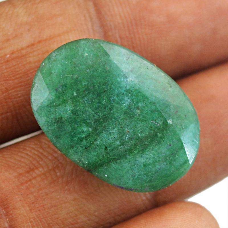 gemsmore:Earth Mind Green Emerald Oval Shape Faceted Gemstone