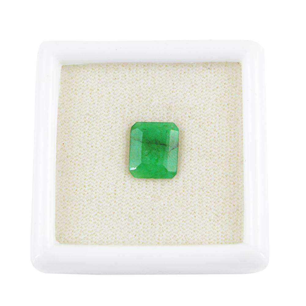 gemsmore:Earth Mined Green Emerald Faceted Gemstone