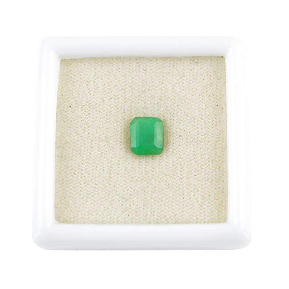 gemsmore:Earth Mined Green Emerald Faceted Gemstone