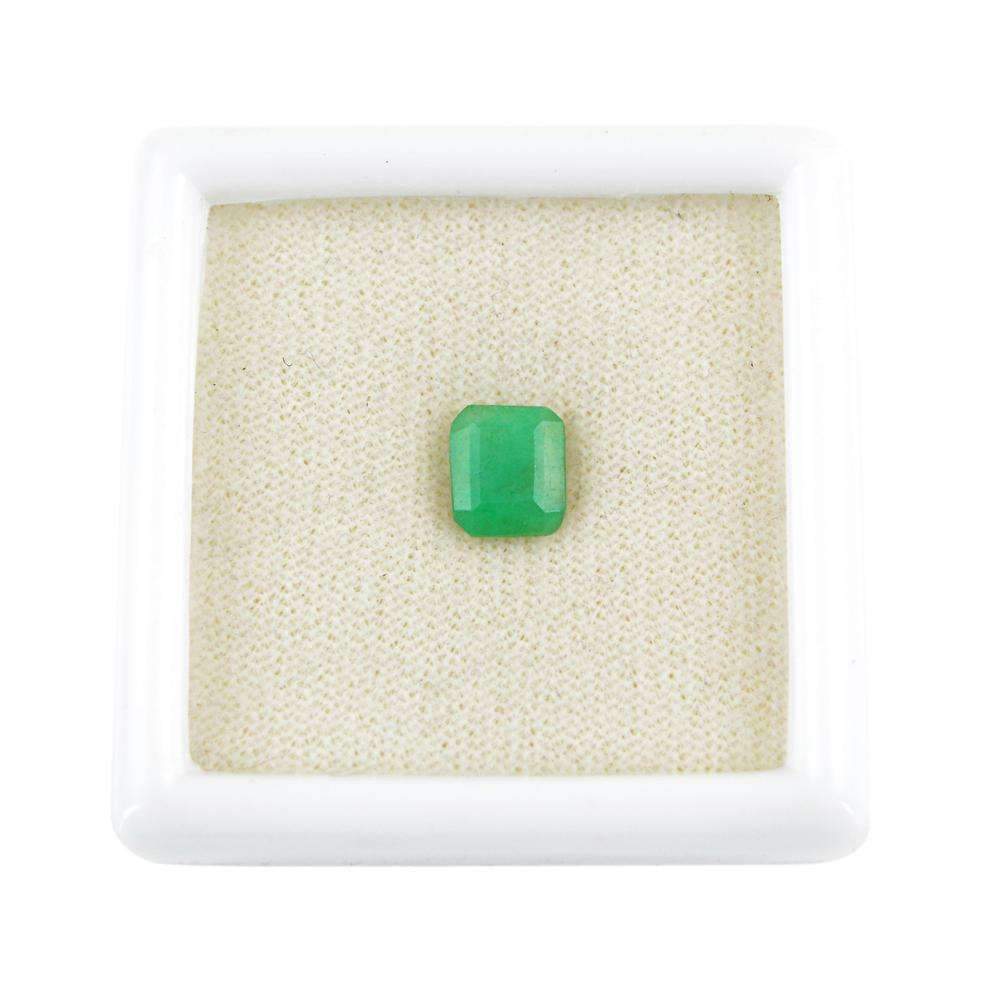 gemsmore:Earth Mined Green Emerald Faceted Gemstone