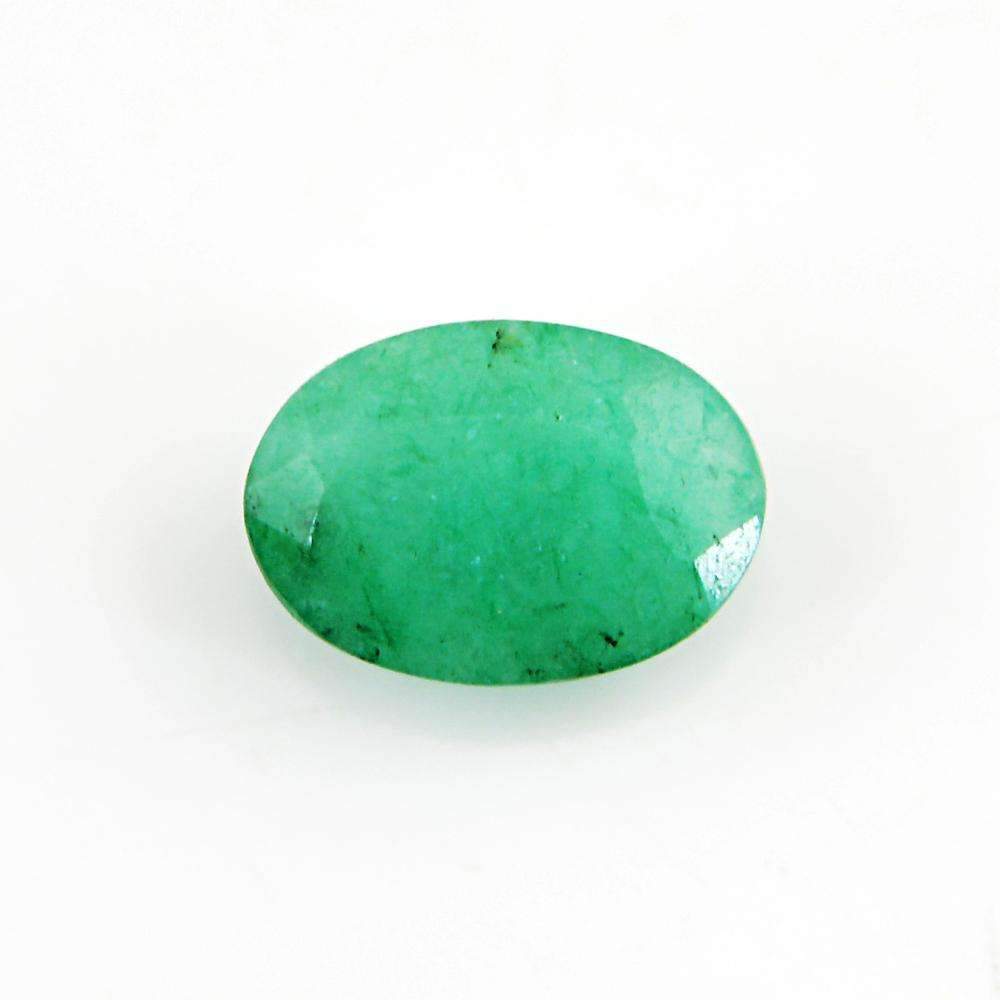 gemsmore:Earth Mined Green Emerald Gemstone Faceted Oval Shape