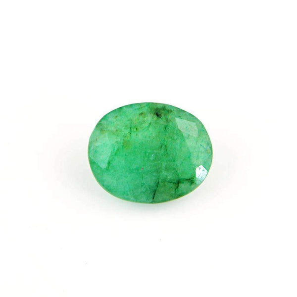 gemsmore:Earth Mined Green Emerald Gemstone Faceted Oval Shape