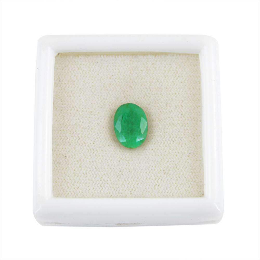 gemsmore:Earth Mined Green Emerald Gemstone Faceted Oval Shape