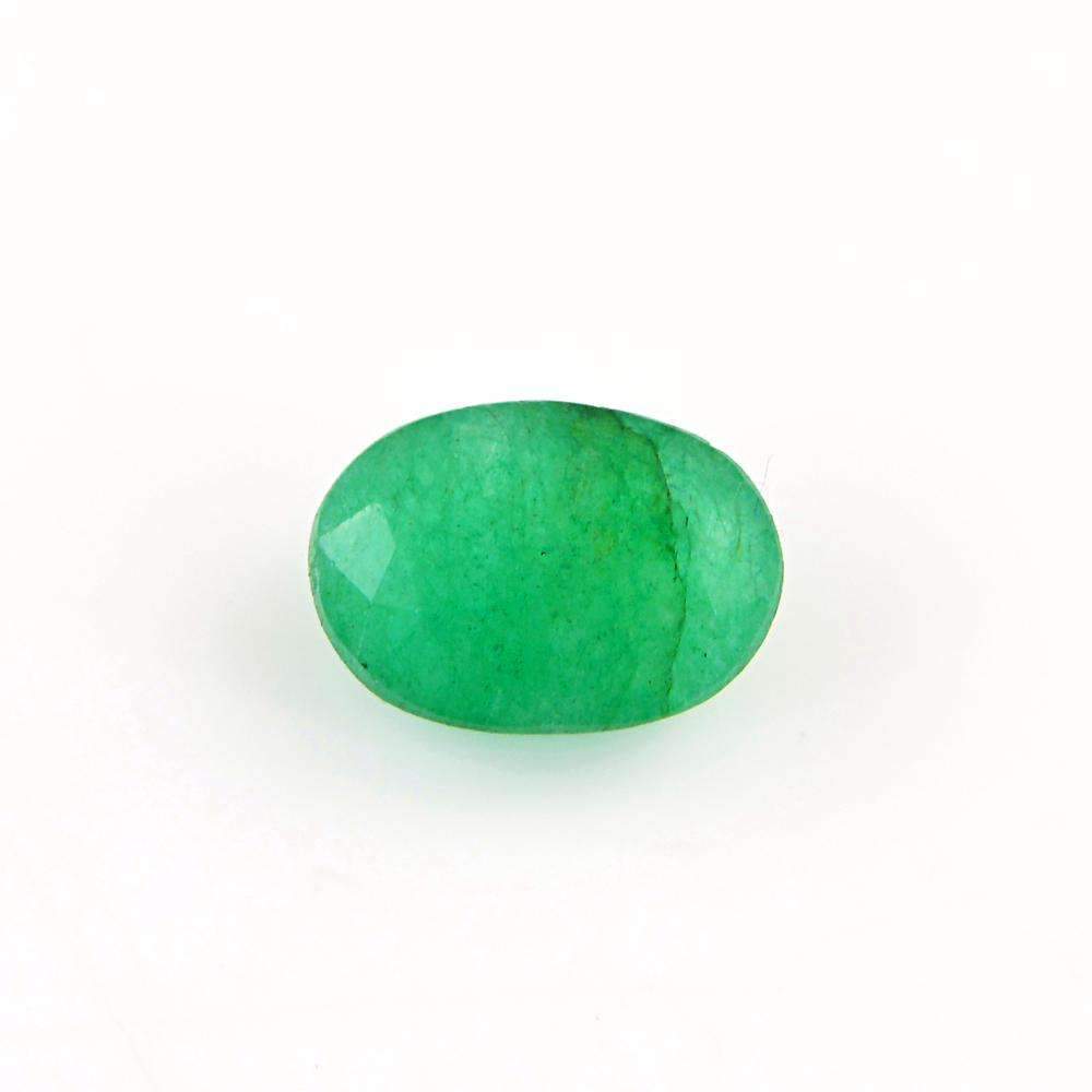 gemsmore:Earth Mined Green Emerald Gemstone Faceted Oval Shape