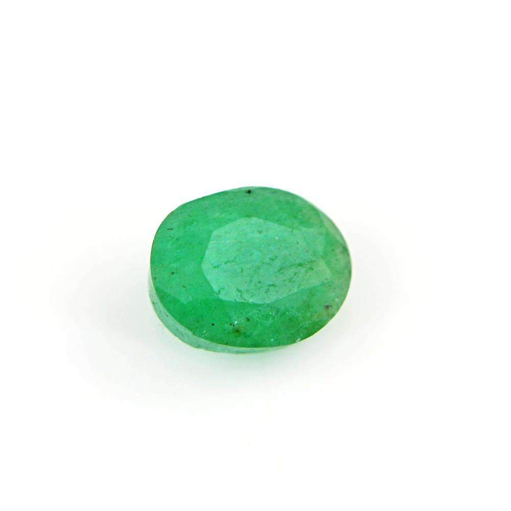 gemsmore:Earth Mined Green Emerald Gemstone Faceted Oval Shape