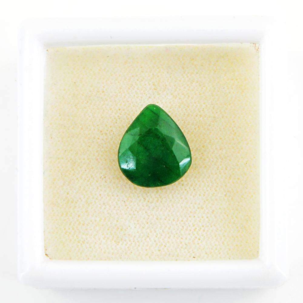 gemsmore:Earth Mined Green Emerald Gemstone Faceted Pear Shape