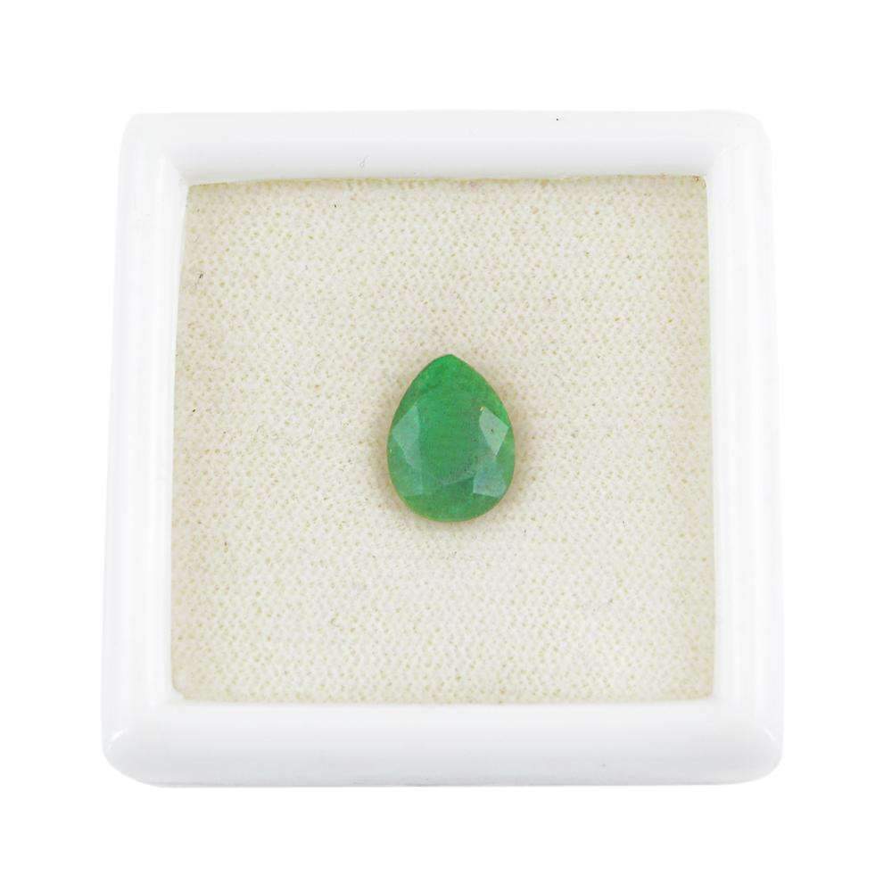 gemsmore:Earth Mined Green Emerald Gemstone Faceted Pear Shape