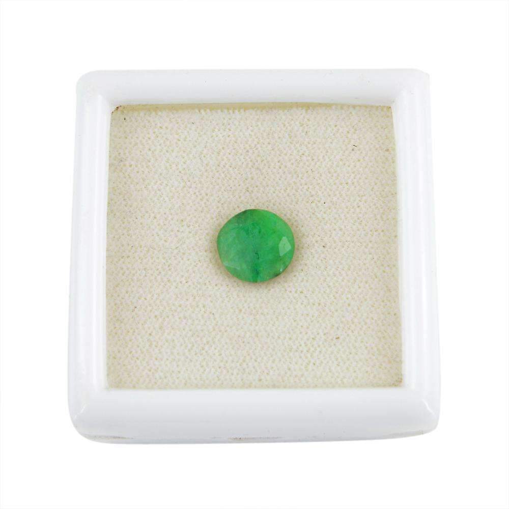 gemsmore:Earth Mined Green Emerald Gemstone Faceted Round Shape