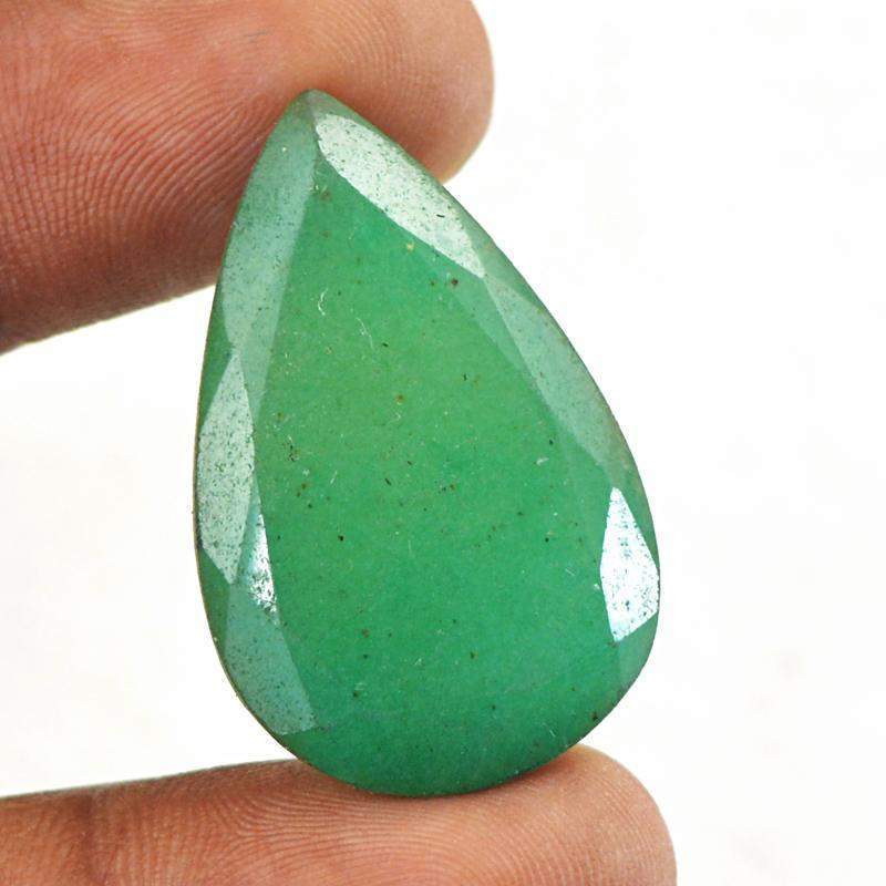 gemsmore:Earth Mined Green Emerald Pear Shape Faceted Gemstone