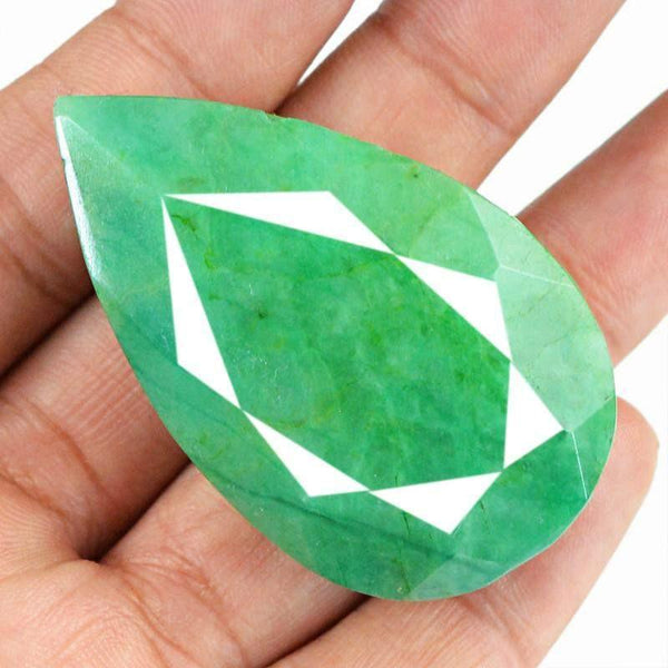 gemsmore:Earth Mined Pear Shape Faceted Green Emerald Gemstone