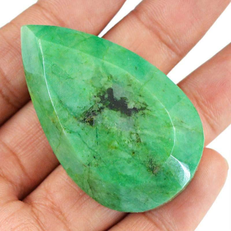 gemsmore:Earth Mined Pear Shape Faceted Green Emerald Gemstone