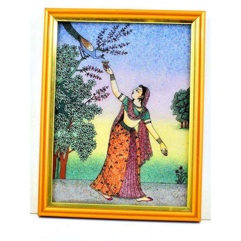 gemsmore:Enamel Work Hand Carved Wooden Gemstone Painting